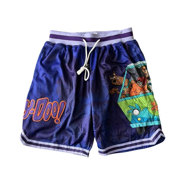 SCOOBY DOO Mesh Shorts Sz XS Headgear Classics Cartoon Movie Purple Colorful NEW